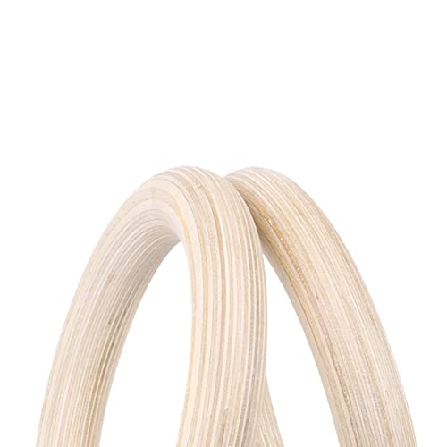 Wooden Gymnastic Rings with Adjustable Straps - Children's Gymnastic Rings for Core Workout Crossfit Bodyweight Training