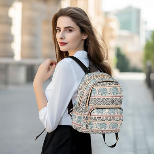 Women Fashion Backpack Purse Ethnic Elephant Rucksack, S - color: Ethnic Elephant, size: Small