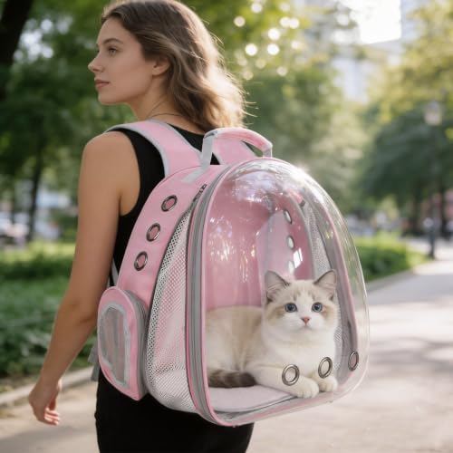 Cat Backpack Carrier, Front Expandable Expandable Bubble Pet Backpack, Ventilated Transparent Capsule Dog Backpack for Small Cats Dogs Birds Bunny, Airline Approved - color: FrontExpand-PK