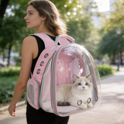 Cat Backpack Carrier, Front Expandable Expandable Bubble Pet Backpack, Ventilated Transparent Capsule Dog Backpack for Small Cats Dogs Birds Bunny, Airline Approved - color: FrontExpand-PK
