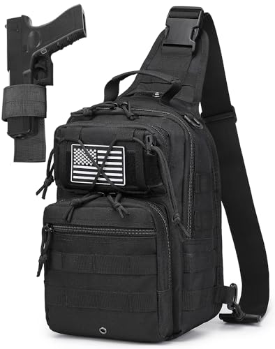 Tactical Sling Backpack Military Crossbody Bag Pack for Mens One Shoulder Holster Sling Bag 10L - color: Black