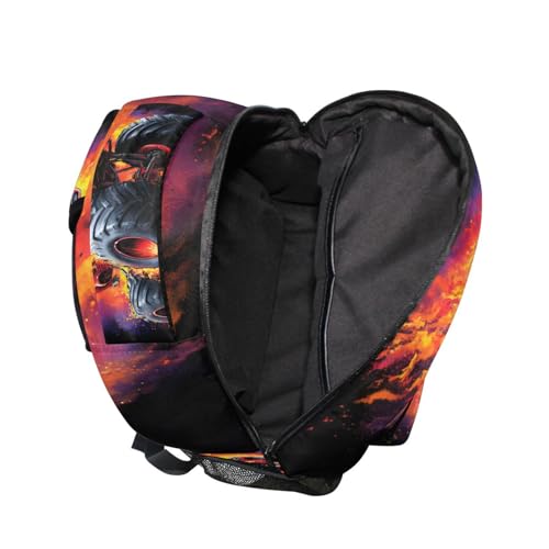 susiyo Custom Name Backpack Personalized School Bookbag Truck with Flames Lightweight College Back Pack Travel Camping Casual Daypack for Teens Girls Boys Women Men - color: Custom Truck