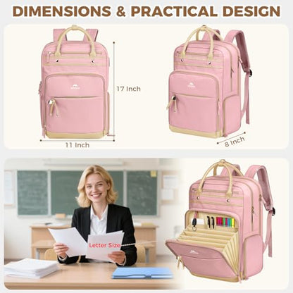 MATEIN Lunch Backpack for Women, Teacher Backpack with Lunch Compartment Detachable, Fit 15.6 Inch Laptop, College Computer Backpacks Meal Prep Work Bag Gift for Nurse Commute Office, Pink - color: Pink