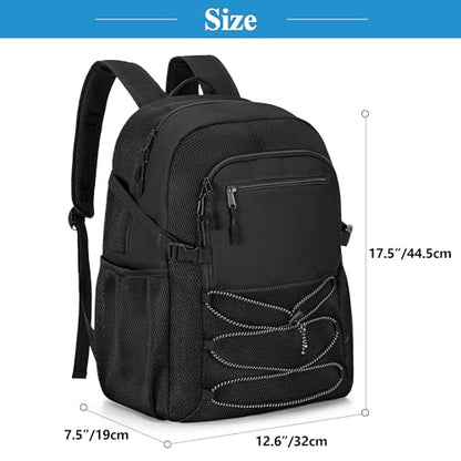 Fasrom Mesh Beach Bag Backpack with Wet Item Pocket, Swim Backpack for Pool, Travel and Gym (Patent Design, Empty Bag Only), Black - color: Black