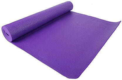 Fitvids All Purpose 1/4-Inch High Density Anti-Tear Exercise Yoga Mat with Carrying Strap, Multiple Colors - color: Purple