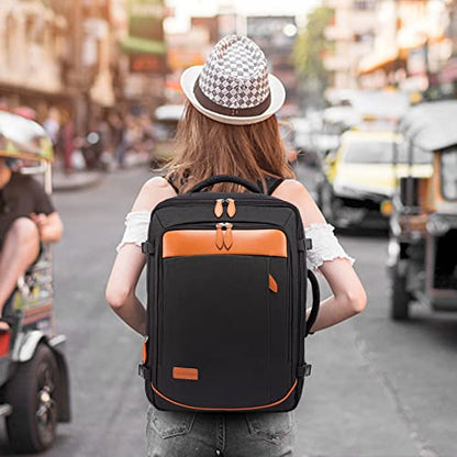 LOVEVOOK Carry on Backpack, 40L Travel Backpack for Women Men Airline Approved, Expandable Large Suitcase Backpacks With 4 Packing Cubes, Aer Travel Pack 3, Water Resistant Weekender Bag - color: All Black, size: Large