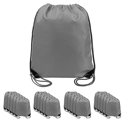 BeeGreen 20 pieces Wholesale Grey Drawstring Backpack Bags Cinch Bags Bulk Heavy Duty String Backpack Machine Washable Lightweight Sackpack Outdoor Sport Bags for Women Men - color: Dark Green