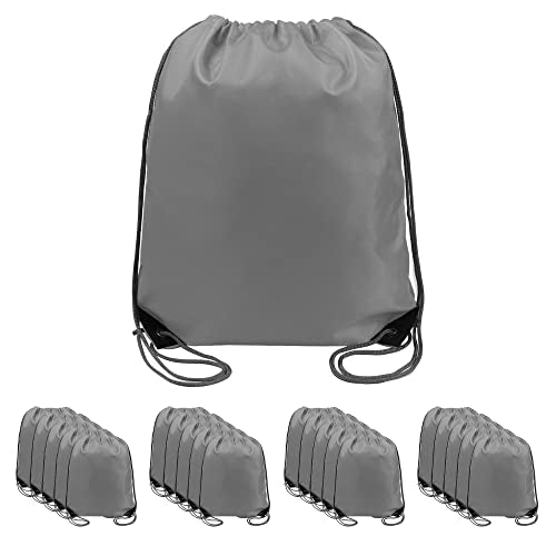BeeGreen 20 pieces Wholesale Grey Drawstring Backpack Bags Cinch Bags Bulk Heavy Duty String Backpack Machine Washable Lightweight Sackpack Outdoor Sport Bags for Women Men - color: Dark Green