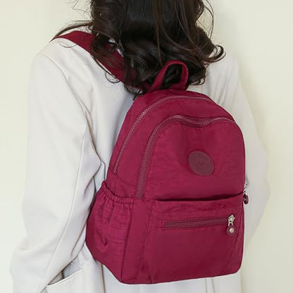 Simple Casual Solid Color Lightweight College Work Backpack Anti Theft Travel Backpack Daypack for Women (Rose Red) - color: Rose Red