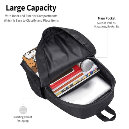 Laptop Backpack Cute Anime Cat Face, Cushioned Back Panel, Front Zip, for Daily Commute & Outdoors - color: Design (409)