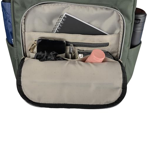 Kenneth Cole REACTION Women's Chelsea Chevron 15" Laptop and Tablet Backpack, Olive - color: Olive