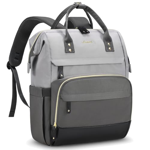 LOVEVOOK Laptop Backpack for Women, 15.6 Inch Work Business Backpacks Purse With Large Capacity, Waterproof Nurse Bag College Bookbag for School, Waterproof Casual Daypack for Travel - color: Dark Gray-light Gray, size: 15.6 INCH