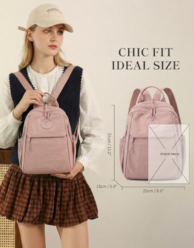 Mini Backpack for Women Nylon Small Backpack Purse Crossbody Sling Bag Convertible Backpack Casual Shopping Daypack (Pink) - color: Pink
