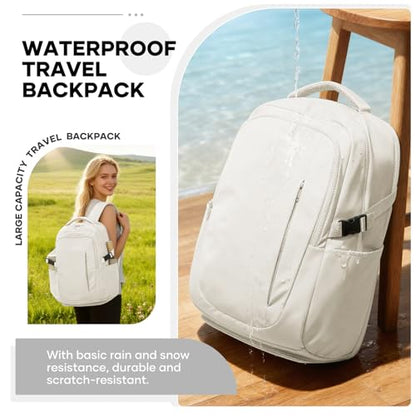 suwasp Large Travel Backpack for Women Men Mochila Airline Approved Carry On Personal Item Backpack Bag Frontier Airlines Personal Item Travel Bag Flight Approved Luggage Backpack - White - color: Beige, size: Large