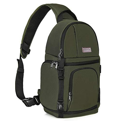 MOSISO Camera Sling Bag, DSLR/SLR/Mirrorless Camera Backpack Case Shockproof Photography Backpack with Tripod Holder & Removable Modular Inserts Compatible with Canon/Nikon/Sony/Fuji, Army Green - color: Army Green
