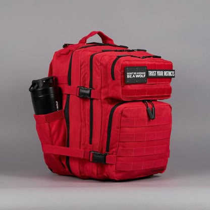 WOLFpak 35L Athletic Gym Backpack - Durable 1000D Waterproof Oxford Material with MOLLE Webbing, Laptop Pocket & Dual Cup Holders, Durable Fitness/Travel/Military Daypack (Elite Red) - color: Elite Red