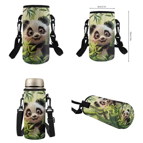 Flashideas Cute Panda Backpack for Boys Girls Backpack with Lunch Box Water Bottle 32 oz and Water Bottle Holder 4Pcs Set 17" Bookbag with Compartments for School Sturdy School Bag for Kids Elementary - color: Bamboo Panda