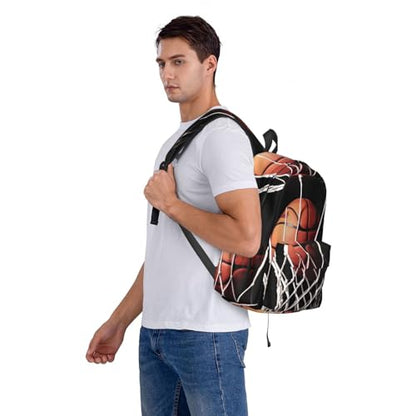 Basketball Travel Backpack for Men Women 15.6 inch Laptop Backpack Casual Daypack for Weekender - color: Basketball