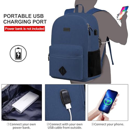 Casual Laptop Backpack,School Backpack Large Bookbag with USB for High School College Students Office Business, Blue - color: Blue, size: 15.6 Inch
