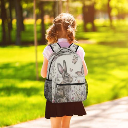 Funny Rabbit Backpack with Chest Strap, Casual Backpack for Women Men, 16 Inch Daypack for Travel Work, Farmhouse Bunny Animals - color: Black
