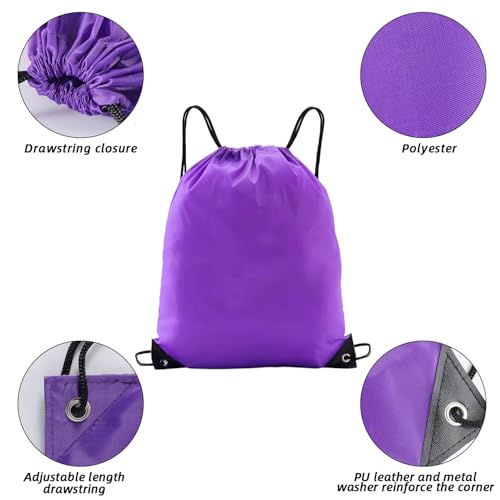 Drawstring Backpacks,10 Pack — Lightweight Drawstring Bags, Gym Sack for Sports, Daily Use & Travel (10, Purple) - color: Purple