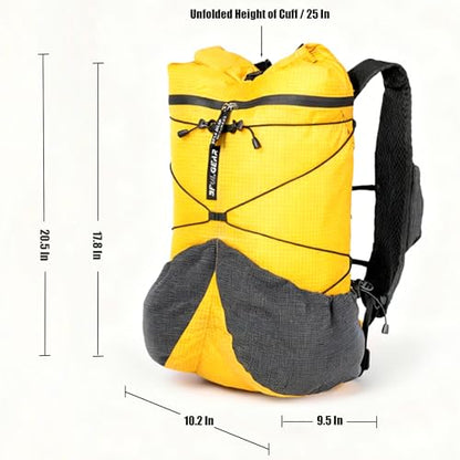 3F UL GEAR Koala Backpack 20L - Ultra-Lightweight UHMWPE Waterproof Daypack for Men & Women | Hiking & Outdoor Travel - color: Bright Yellow