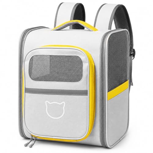 Vivicreate Cat Backpack Carrier for Dogs and Cats Kittens Rabbits, Foldable Mesh, Cat Carrier Backpack 15 Lbs, Pet Backpack Carrier for Walking, Camping and Cycling (Gray) - color: Gray