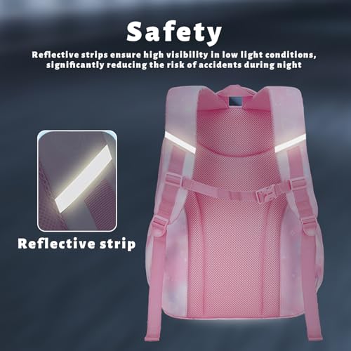Lanola Girls Backpack, Kawaii Cute Kids Backpack for Teen Students Lightweight Water Resistant BookBag for Elementary Primary School - Pink - color: Pink