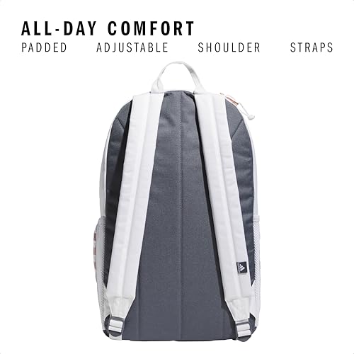 adidas Classic 3-Stripe Backpack for Laptop, School and Travel, 28L - color: White/Rose Gold/Onix Grey/5.0