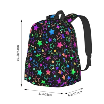 cfpolar 17 Inch Backpack Bright Neon Stars Laptop Bag Shoulder Bag School Bookbag Casual Daypack For Boys Girls - color: A4-bright Neon Stars1