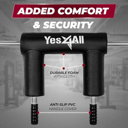 Yes4All Multi Grip Barbell & Cable Attachment - Swiss Bar, American Bar for Greater Range of Motion, with 2 Collars, Fits Olympic Weight Plates - Home Gym & Support Pressing, Lifting & Curls - color: C. Squat Bar