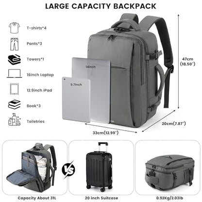 TANTOMI Travel Backpack for Women, Carry On Backpack with Wet-Dry Separation Compartment, TSA-Compliant Laptop Backpack, Personal Item Travel Bag with Anti-Theft Lock for Weekender (Dark Grey) - color: 2-dark Grey