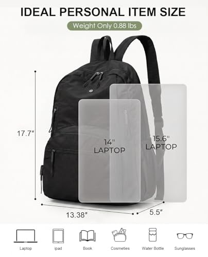 Backpack for Women, Work College Laptop Backpack, Lightweight Travel Backpack Purse, Casual Daypack Bag (Black) - color: Black