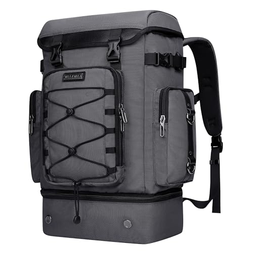 WITZMAN Travel Backpack for Men Women Carry on Bags for Airline Approved Convertible Duffle Luggage Backpack Shoe Compartment（B691 Silvery Grey） - color: Silvery Grey