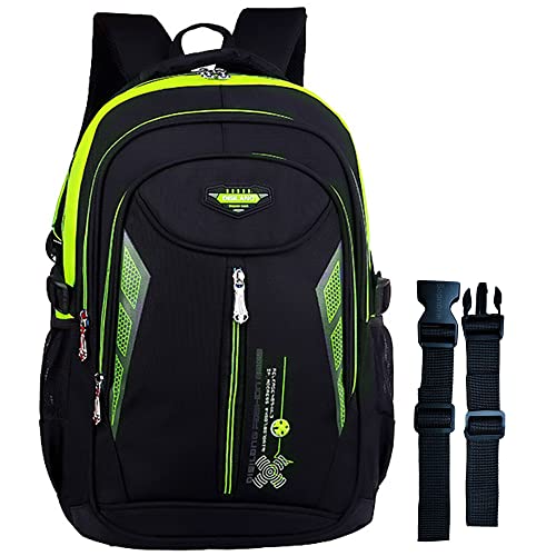 Kids Backpack,Boys Bookbag for Elementary Middle School,Color Blocking Student Bag,Sturdy Travel Daypack - color: Green