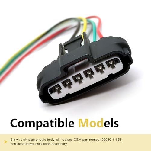 2 PCS Car Throttle Body Pigtail Connector, 6-Pin Throttle Position Sensor Connector Harness Plug, Six-wire TPS Wiring Harness Plug, OEM #90980-11858, Universal for Most Cars (Black)