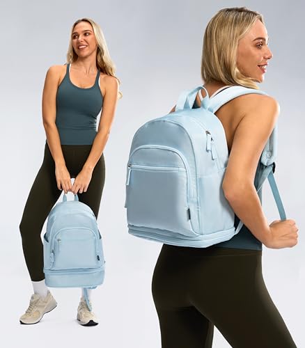Uselike Gym Backpack for Women Men, Lightweight Gym Bag with Shoe Compartment, Waterproof Workout Backpack with Wet Pocket - color: Ice Blue