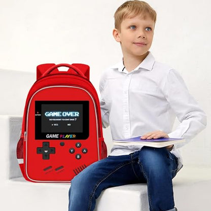 Backpack for School Boys,Gamer Boys Backpack for Elementary Middle School,Student Bookbag for Ages 6-18 Kids Children Teens,17″ Video Game Bookbag Travel Back Pack - color: Game Backpack-red