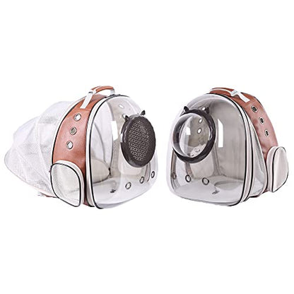 Expandable Cat Carrier Backpack, Backpack for Cats Kitten Small Puppy, Airline Approved Cat Bubble Backpack, Space Capsule Astronaut Carrier (Brown, Back Extension) - color: Brown