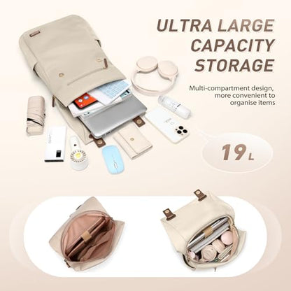 Women Laptop Backpack Computer Backpacks Carry On Waterproof backpack Fits 14Inch Notebook Travel Commute College (Apricot) - color: Elegant Apricot, size: 14 Inch