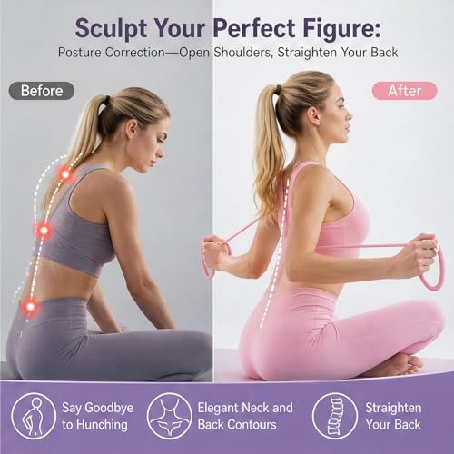 Resistance Bands, Figure 8 Resistance Bands for Women Men, 8 Shaped Resistance Rubber Band for Arms, Back, Shoulder Stretch with Handles, Not Break, Portable