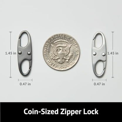 zelin Anti Theft Zipper Clips Double Opening Small Carabiner Clips, 4Pcs Elegant Zinc Alloy Zipper Pull Replacement for Travel, Commuting and Camping (Space Grey) - color: Space Grey (4)