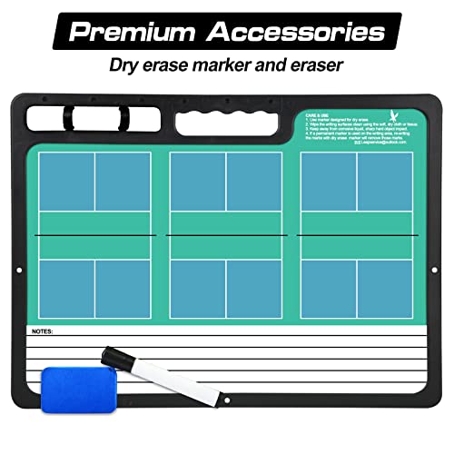 LEAP Coach Board Premium Tactical Clipboard Two Sides with Full & Half Court Dry Erase Marker Board for Basketball, Baseball, Soccer, Football, Hockey - color: Badminton / Pickelball