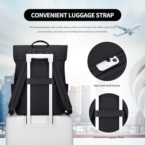 Women Laptop Backpack Computer Backpacks Carry On Waterproof backpack Fits 15.6Inch Notebook Travel Commute College (Black) - color: Elegant Black, size: 15.6 Inch
