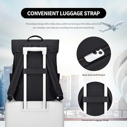 Women Laptop Backpack Computer Backpacks Carry On Waterproof backpack Fits 15.6Inch Notebook Travel Commute College (Black) - color: Elegant Black, size: 15.6 Inch