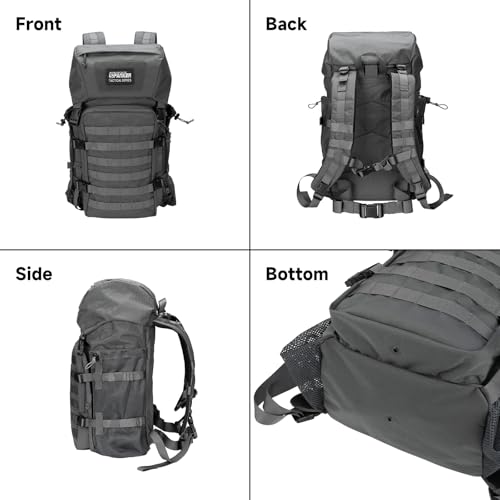 EXCELLENT ELITE SPANKER 40L Camping Hiking Backpack for Men and Women Tactical Military Backpack Large Rucksack Assault Pack Bag for Outdoor Camping, Hiking,Travel Backpacking(Grey - color: Grey