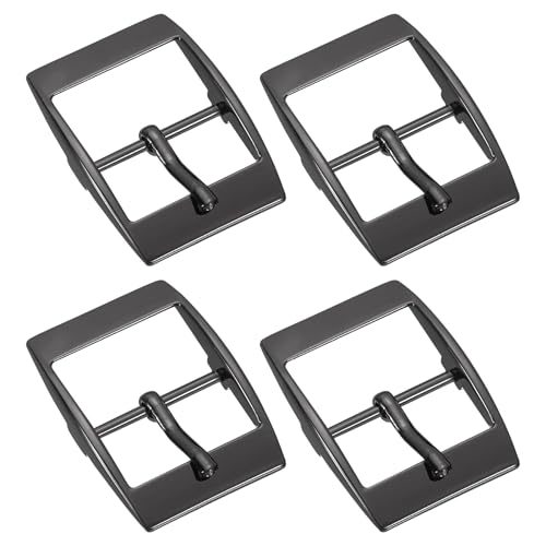 uxcell Metal Roller Buckle, Single Prong Belt Buckle Square Center Bar Buckles for Leather - color: Black, size: 0.98 Inch