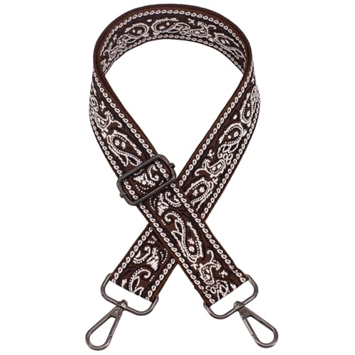 Replacement Purse Strap Shoulder Strap Adjustable Crossbody Strap for Women Crossbody Wide Shoulder Bag - color: Brown Paisley-Black Metal