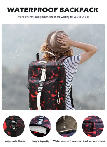 GGOV Gym Sport Bag Backpack Duffle Bag Weekender Bag Waterproof Travel Sling Bag Casual Daypack for Men and Women - color: Red