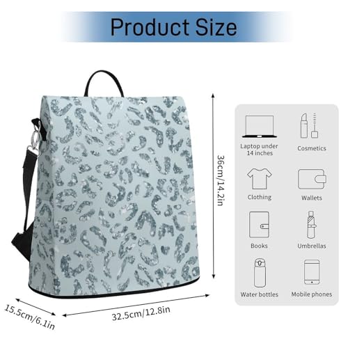 Leopard Print Baby Blue Backpack Purse for Women Anti-Theft Bag Fashion Bags Ladies Shoulder Travel Bag - color: Leopard Print Baby Blue, size: No Custom